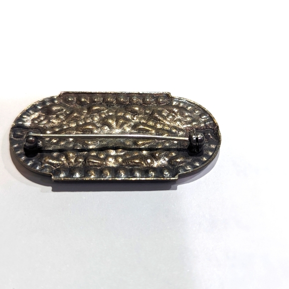 Art Deco Pierre Bex Style Metal, Rhinestone,Enamel Brooch Pin - Picture 5 of 6